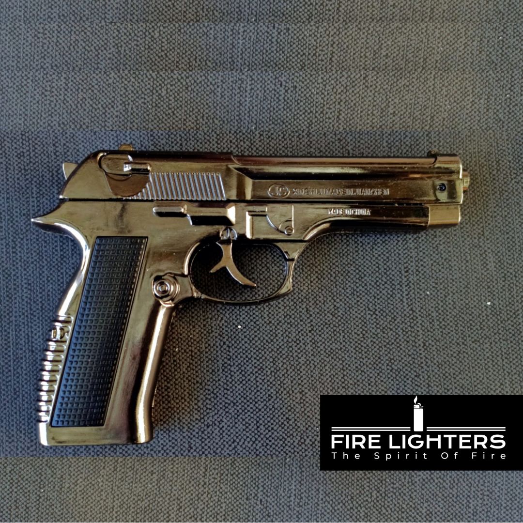 Breeta 9mm Tactical Metal Lighter – Matt Black Refillable, High Flame, Windproof