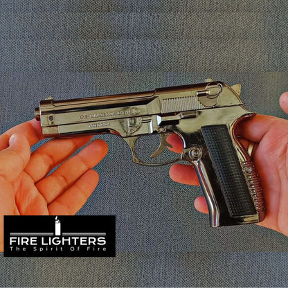Breeta 9mm Tactical Metal Lighter – Matt Black Refillable, High Flame, Windproof